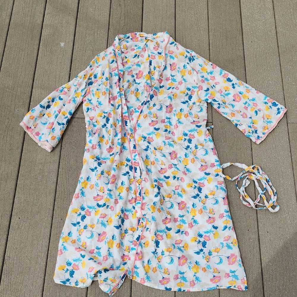 (M) cyberjammies Vibrant Floral Kimono Robe Soft Lightweight Weekend Loungewear